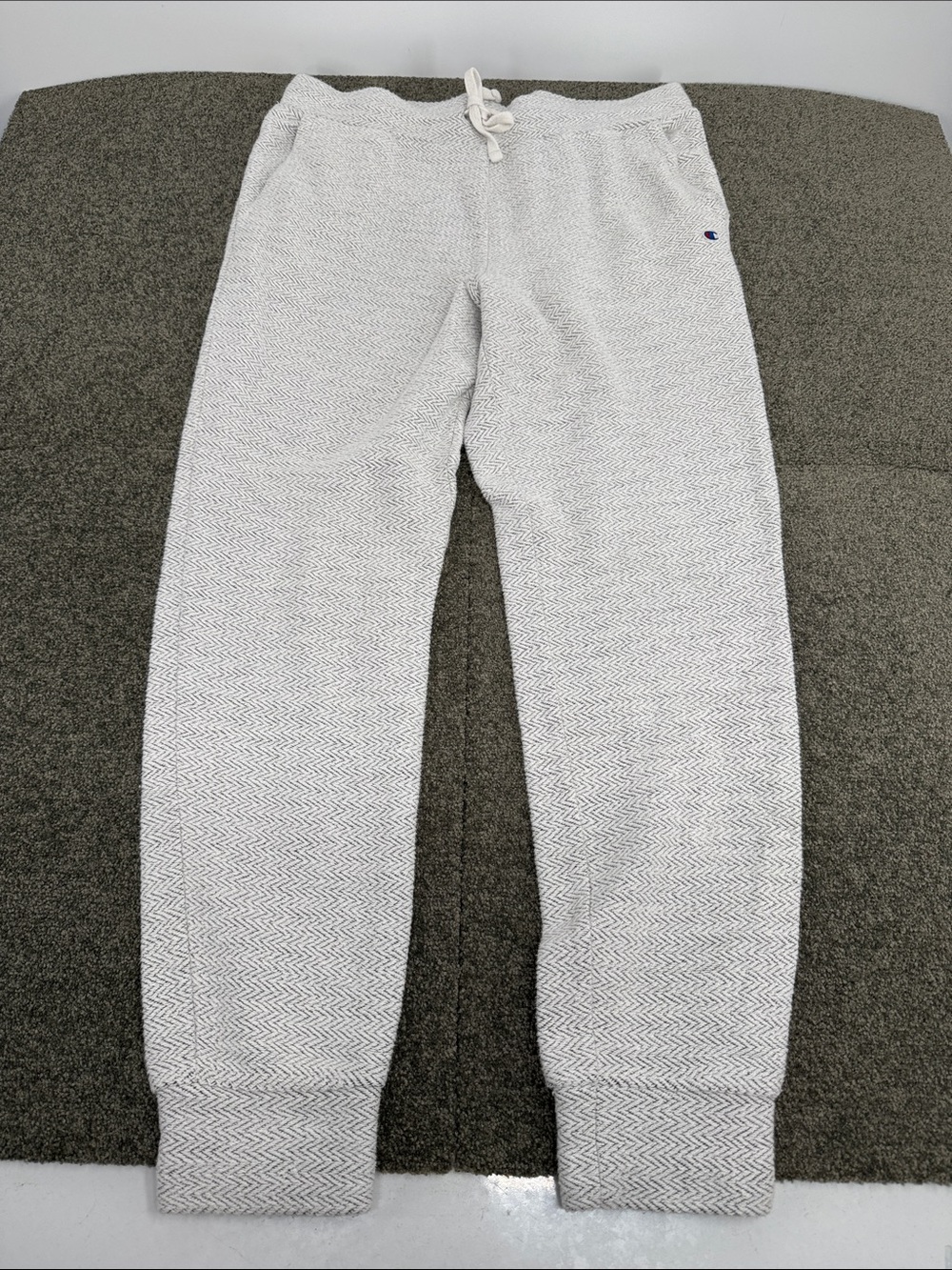 Champion Pants Mens Medium Light Gray Chevron Jogger Sweatpants Textured
